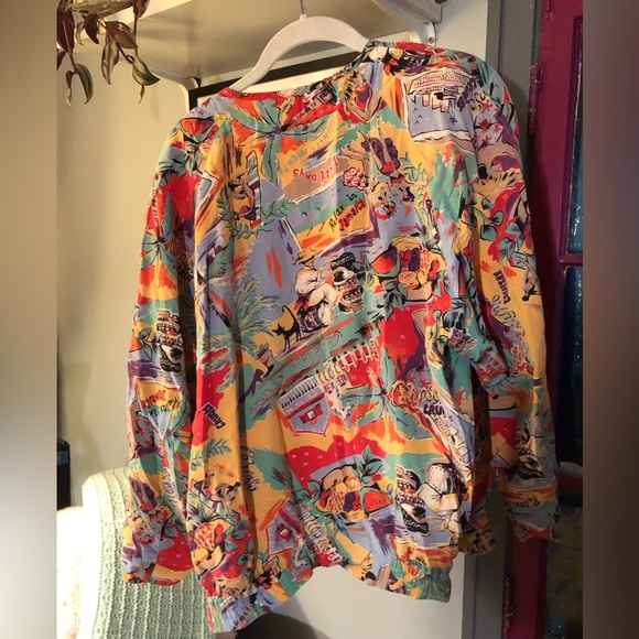 Retro August Silk Sport Jamaican beach print silk bomber jacket - Picture 6 of 8